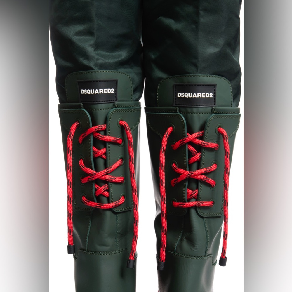 DSQUARED2 Green & Red Lace-Up Heeled Boots Size 39 - Picture 9 of 15